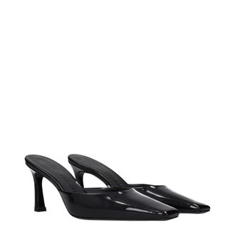 The Attico Womens Black Leather Flat Sandals