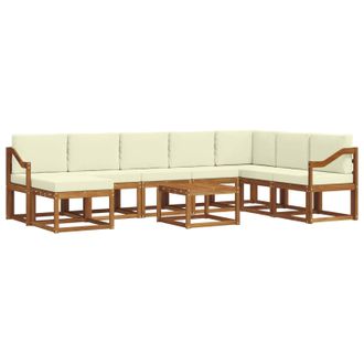 vidaXL Conjunto De Sof&aacute;s De Exterior Con Coj&iacute;n 9 Pcs Natural Y Crema Vidaxl