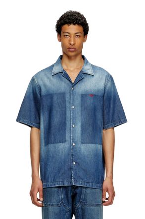 Diesel Bowling shirt in contrast-effect denim - Denim Shirts - Man - Blue