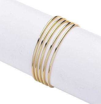Adornia Adornia 14K Plated 5Pc Tube Bangle Bracelet Set