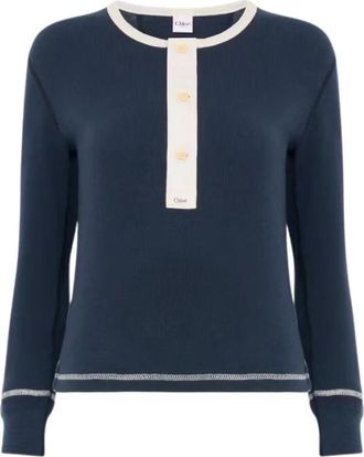 Chlo&eacute; Top H26 - Dames - Ronde hals truien - Blauw - M - Truien & Vesten