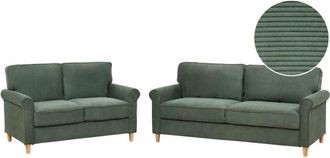 Beliani Living Room Set 5 Seater RONNEBY Corduroy Dark Green