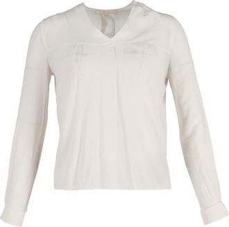 Maje V-Neck Blouse in White Silk