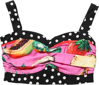 Dolce & Gabbana Womens Multicolor Silk Cropped Bustier Corset Top Elastane