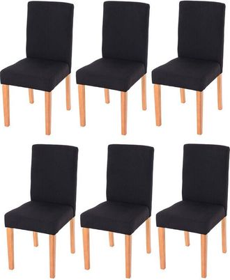 Hhg Hhg - Nunca Usado] Lote De 6 Sillas De Comedor Silla De Cocina Littau, Textil, Negro, Patas Claras