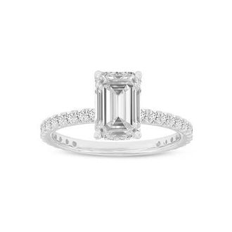 LuvMyJewelry Regalia 14K White Gold Emerald Cut Lab Grown Diamond Hidden Halo Engagement Ring - 2.55 ctw at Nordstrom, Size 7.5