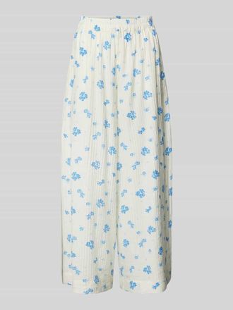 Moss Copenhagen Wide Leg Stoffhose mit floralem Print Modell Rojan in Royal, Gr&ouml;&szlig;e M