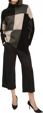 Joseph Ribkoff Color-Block Jacquard Knit Pullover Sweater In Taupe Melange/black