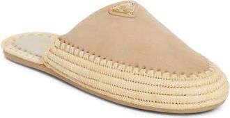 Prada Sabot Raffia Mule in Beige at Nordstrom, Size 10Us