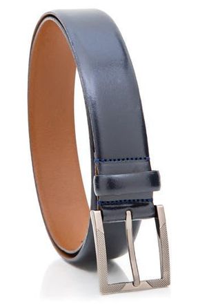M Made in Italy Solid Leather Belt in Navy at Nordstrom Rack, Size 32