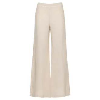 120% Lino 120% Lino, Wide Trousers, female, Beige, Size: XS Wide Trousers