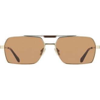 Ferragamo 61mm Navigator Sunglasses in Gold/Brown at Nordstrom