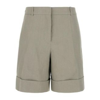 Jil Sander Bermuda shorts met omslag en voorplooien - Dames - Korte broeken - Grijs - Maat: XS Linnen