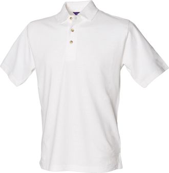 Henbury Mens Classic Plain Polo Shirt With Stand Up Collar (3XL) (White)
