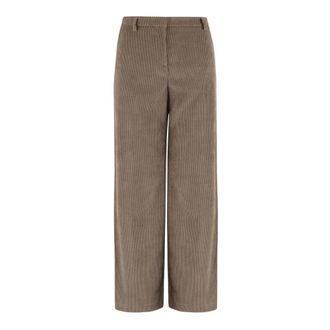 F.it Broeken, Dames, Beige, XL, Leer, Tailored Ribbed Velvet Pants