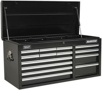 Loops 1025 x 435 x 490mm BLACK 14 Drawer Topchest Tool Chest Lockable Storage Cabinet