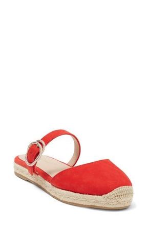 Stuart Weitzman Crystal Buckle Espadrille Mule in Coral at Nordstrom Rack, Size 8