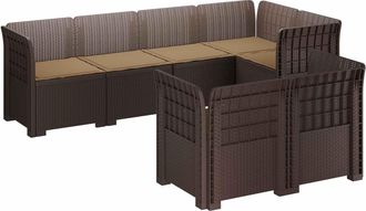 vidaXL Sof&aacute; De Jard&iacute;n Para 7 Personas Con Cojines Estilo Ratan Pp Vidaxl