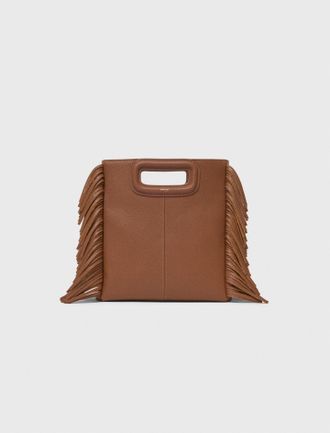 Maje Grained Leather M Bag - Cognac Brown - Maje