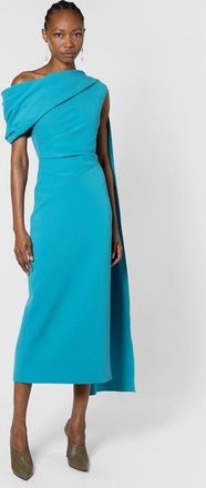 Roksanda Ilincic Maite One Shoulder Midi Dress in Azure at Nordstrom, Size 12