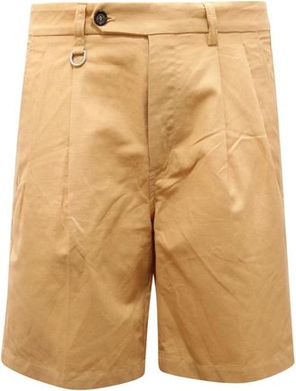 Paolo Pecora Linnen Bermuda Shorts - Heren - Korte Broeken - Beige - M - Linnen - Korte Broeken