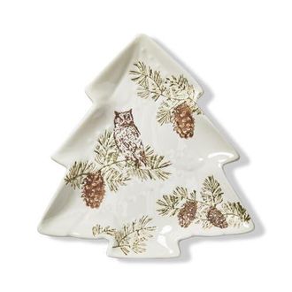 Tag Wilde Pine Tree Ceramic Platter for Christmas Treats in Multicolored at Nordstrom