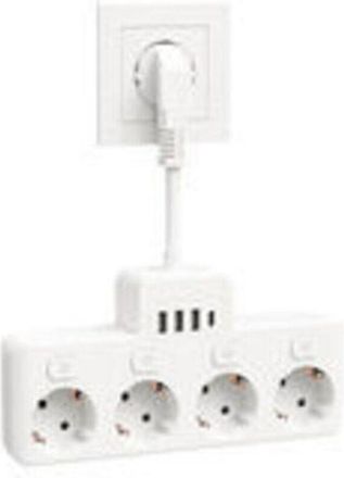OEM Regleta Con Usb-c, 4 Tomas Con Interruptores Individuales, Protecci&oacute;n Contra Sobretensiones, 4000w 16a