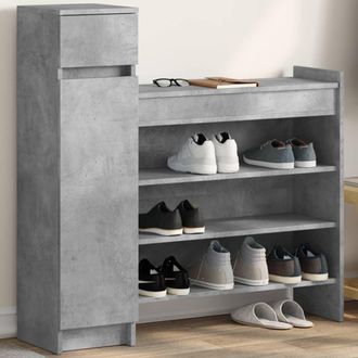 vidaXL Vidaxl - Zapatero Madera De Ingenier&iacute;a Gris Hormig&oacute;n 100,5x28x100 Cm