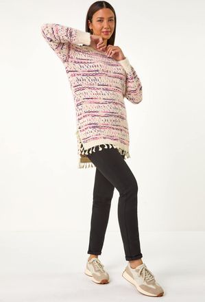 Roman Boucle Fringe Hem Tunic Jumper