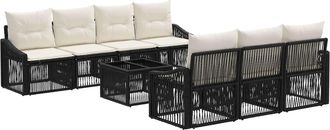 vidaXL Conjunto De Sof&aacute;s De Jard&iacute;n 8 Uds. Negro Rat&aacute;n Sint&eacute;tico Vidaxl