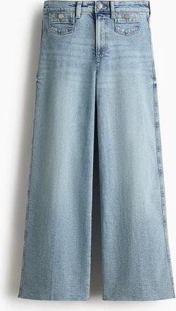 H&M Wide High Waist Ankle Jeans in Light Denim Blue at Nordstrom, Size 10