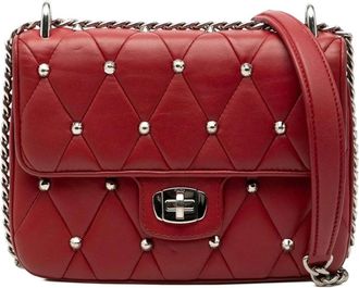 Miu Miu Pre-owned Cross Body Bags, female, Red, Size: ONE SIZE Pre-owned Studded Quilted Bag