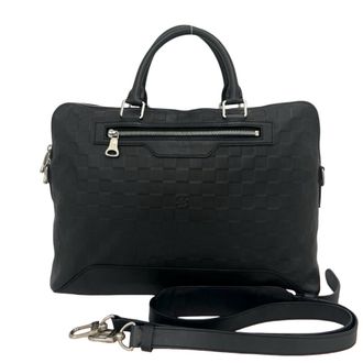 Louis Vuitton Black Leather Briefcase Shoulder Bag (Pre-Owned)