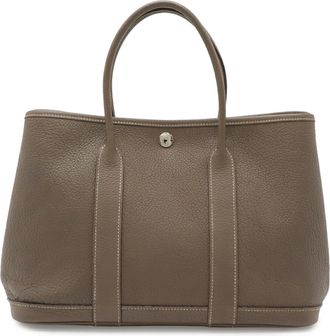 Herm&egrave;s Etoupe Gray Negonda Leather Handbag Tote Bag (Pre-Owned)