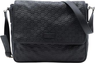 Gucci Pre-owned Cross Body Bags, female, Black, Size: ONE SIZE Pre-owned Embossed Pattern Messenger Bag