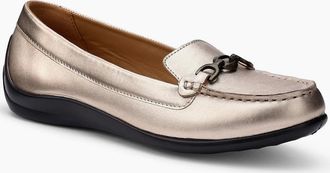 Hotter Womens Dover Womens Wide Fit Loafers - Soft Gold Le - Size: 4.5