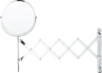 Beliani Beliani - Espejo De Maquillaje De Metal Vidrio Plateado 19 Cm Brazo Extensible