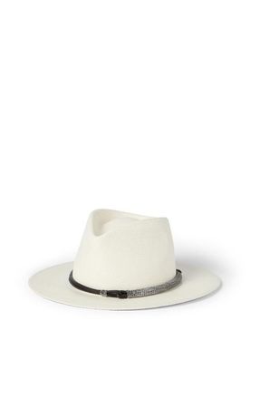 Brunello Cucinelli Straw fedora in White at Nordstrom, Size X-Small