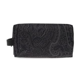 Etro Toilettas met patroon - Heren - Tassen - Zwart - Maat: ONE Size Polyamide