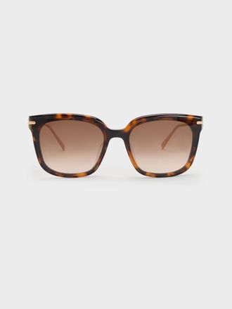 Charles & Keith Kris Tortoiseshell Chain-Detail Sunglasses