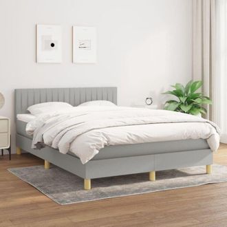 vidaXL Vidaxl - Cama Box Spring Con Colch&oacute;n Tela Gris Claro 140x200 Cm