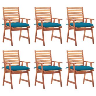 vidaXL Vidaxl - Sillas Comedor De Jard&iacute;n Y Cojines 6 Uds Madera Maciza Acacia