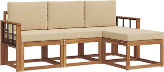 vidaXL Conjunto De Sof&aacute;s De Exterior 4 Uds. Natural Y Beige Vidaxl