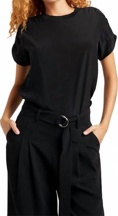 Cinq &agrave; Sept Lorraine Cap Sleeves Top In Black