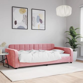 vidaXL Sof&aacute; Cama Terciopelo Rosa 100x200 Cm Vidaxl