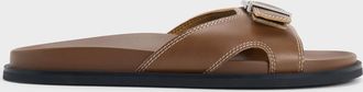Charles & Keith Stitch-Trim Buckled Slides
