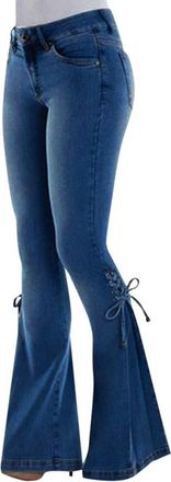 Generic Flared Jeans For Women Flared Leggings Women High Waist Wide Leg Jeans For Women Uk Pull On Jeans Tummy Control Pants Butt Lifting Leggings With Pocke