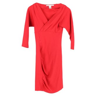 Diane Von F&uuml;rstenberg V-Neck Sheath Dress in Red Viscose