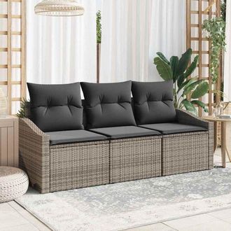 vidaXL Conjunto De Sof&aacute; De Jard&iacute;n 3 Pcs Gris Polirat&aacute;n Vidaxl