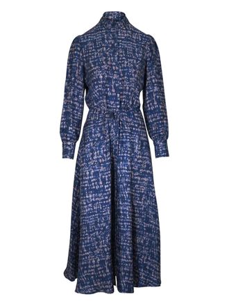 Kiton abstract-print midi dress - women - Silk - 10 - Blue